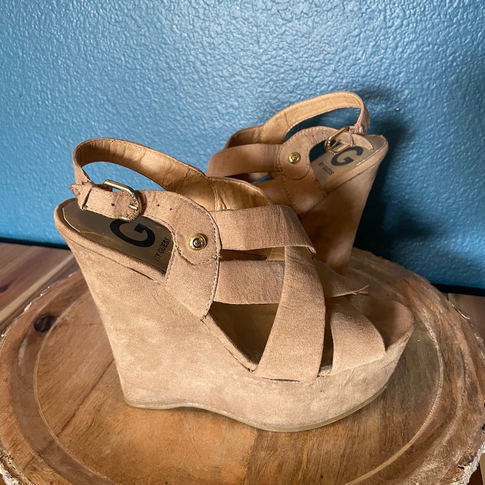 G by Guess Shoes | G by Guess Suede Wedges Size 7 | Color: Tan |